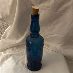 Blue Glass Decorative Bottle with Cork